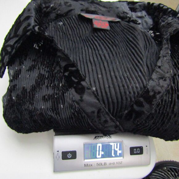 Women's Top L Black Burnout Velvet Roses Witchy Pleated Gothic Whimsygoth Sheer - Picture 12 of 14